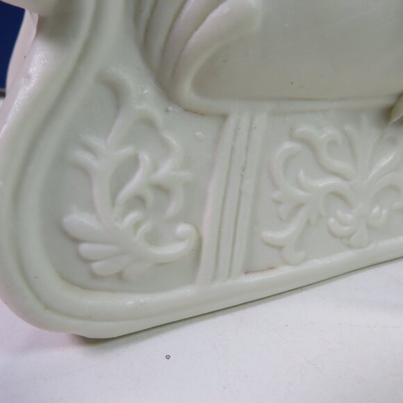 Ivory Bisque Porcelain Sleigh with Roses Neutral Holiday Winter Victorian Floral - Picture 9 of 15